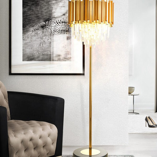 Crystal Floor Lamps for Living Room with E14 Dimmable LED Bulbs